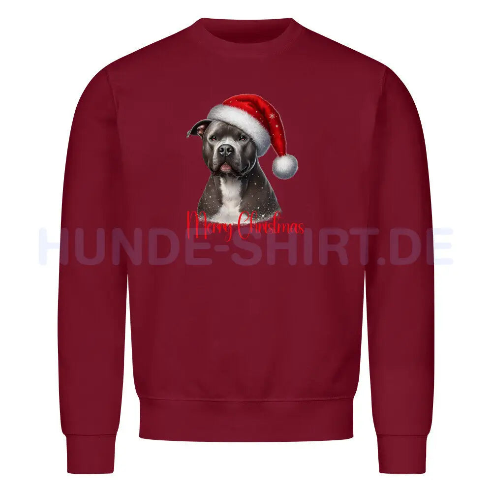 Premium Sweatshirt "Bully XL - Merry Christmas" Burgunder – hunde-shirt.de