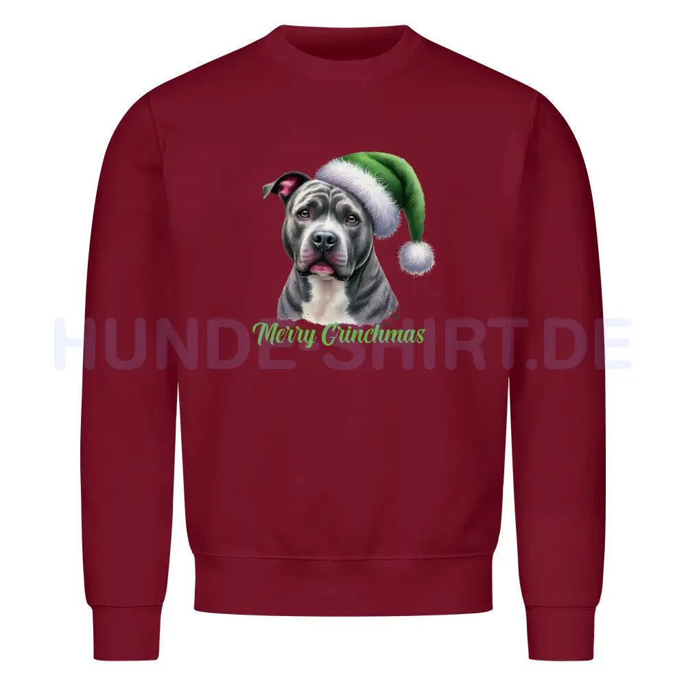 Premium Sweatshirt "Bully XL - Merry Grinchmas" Burgunder – hunde-shirt.de