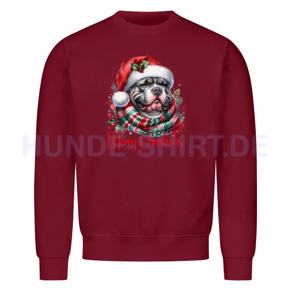 Premium Sweatshirt "Bully XXL - Merry Christmas" Burgunder – hunde-shirt.de