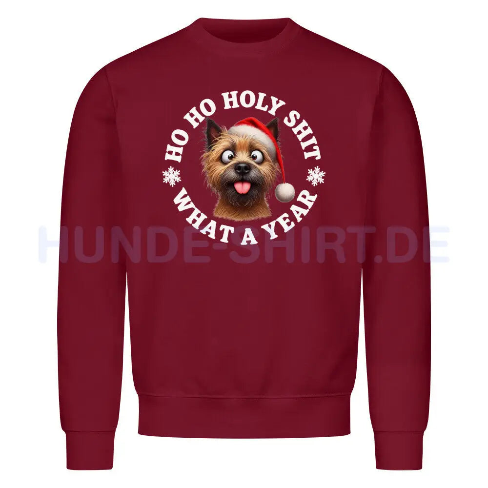 Premium Sweatshirt "Cairn Terrier - HO HO..." Burgunder – hunde-shirt.de