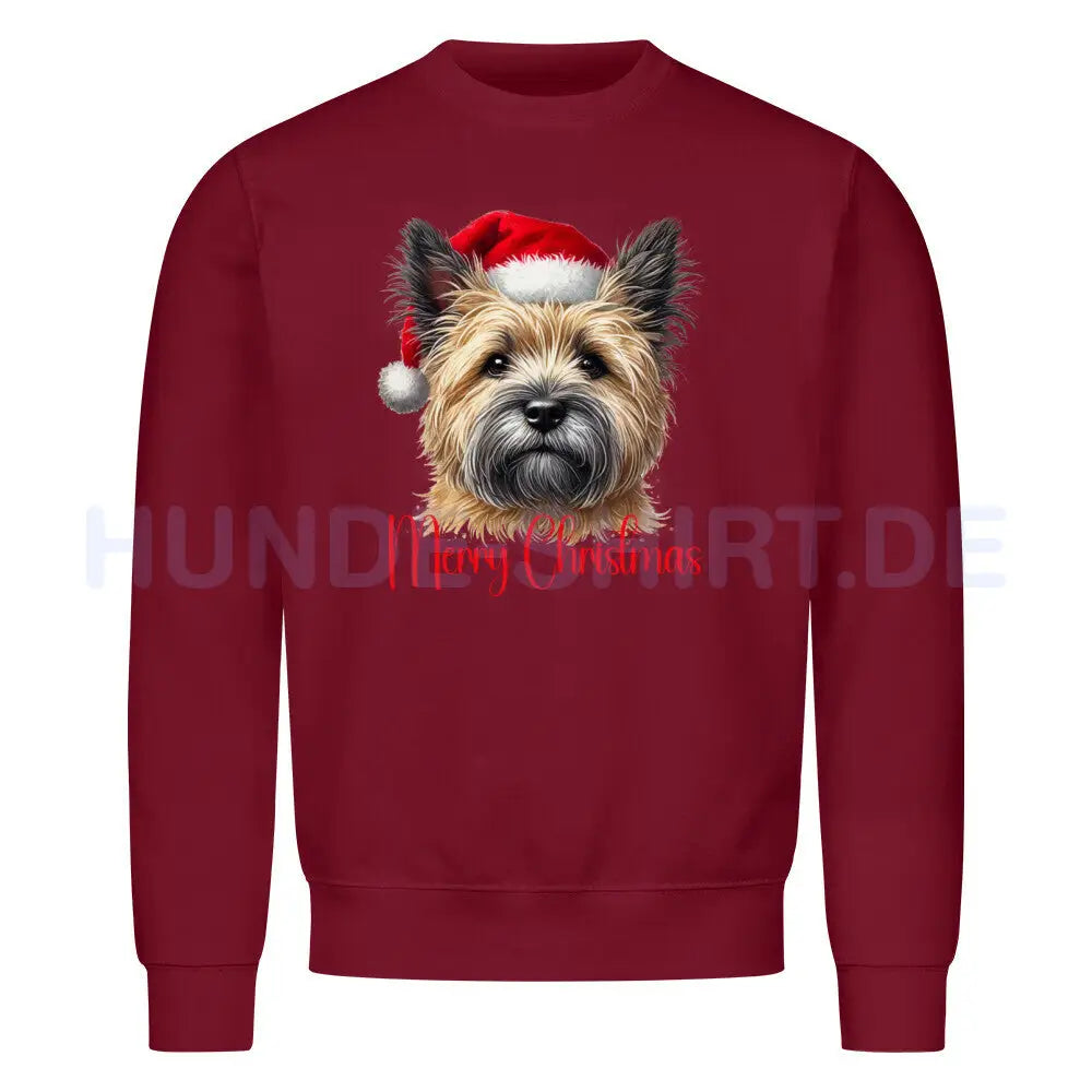 Premium Sweatshirt "Cairn Terrier - Merry Christmas" Burgunder – hunde-shirt.de