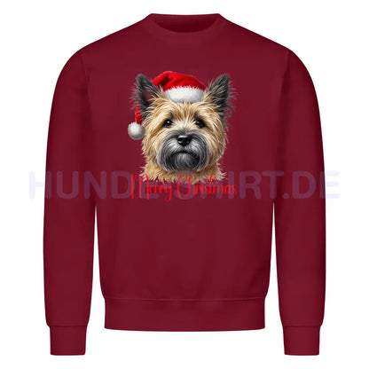 Premium Sweatshirt "Cairn Terrier - Merry Christmas" Burgunder – hunde-shirt.de