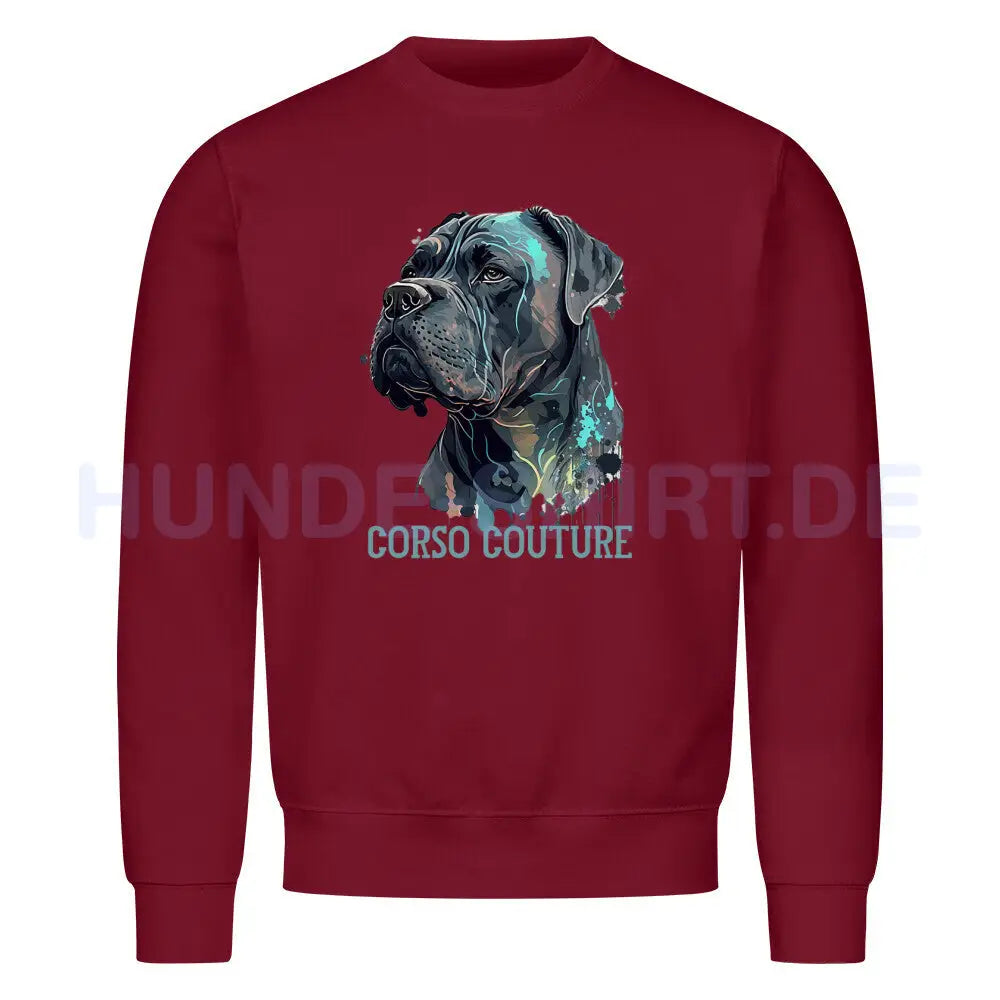 Premium Sweatshirt "Cane Corso - Couture" Burgunder – hunde-shirt.de