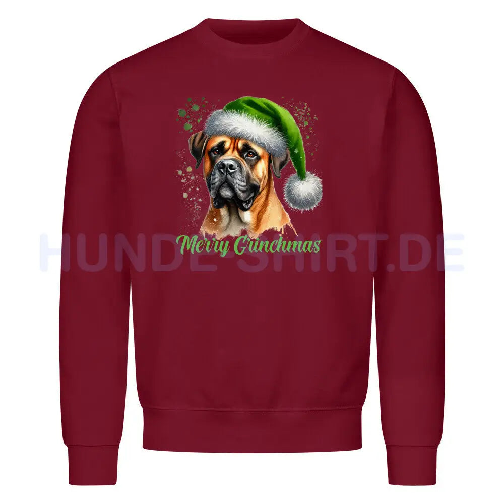 Premium Sweatshirt "Cane Corso - Merry Grinchmas 2" Burgunder – hunde-shirt.de