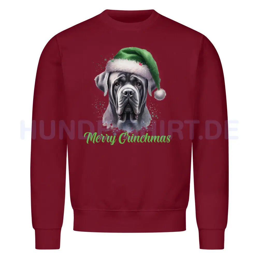 Premium Sweatshirt "Cane Corso - Merry Grinchmas" Burgunder – hunde-shirt.de