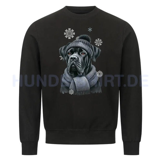 Premium Sweatshirt "Cane Corso schwarz Winter" Schwarz – hunde-shirt.de