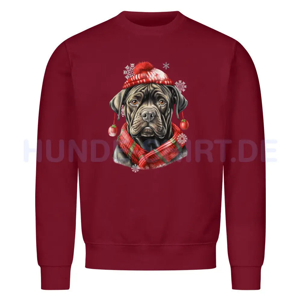 Premium Sweatshirt "Cane Corso Winter rot" Burgunder – hunde-shirt.de