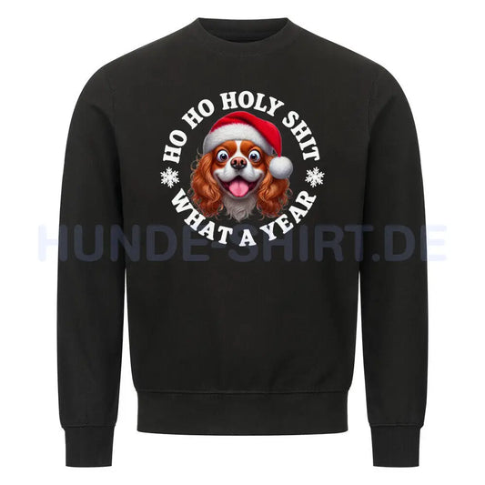 Premium Sweatshirt "Cavalier King Charles - HO HO..." Schwarz – hunde-shirt.de