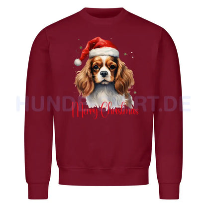 Premium Sweatshirt "Cavalier King Charles - Merry Christmas" Burgunder – hunde-shirt.de