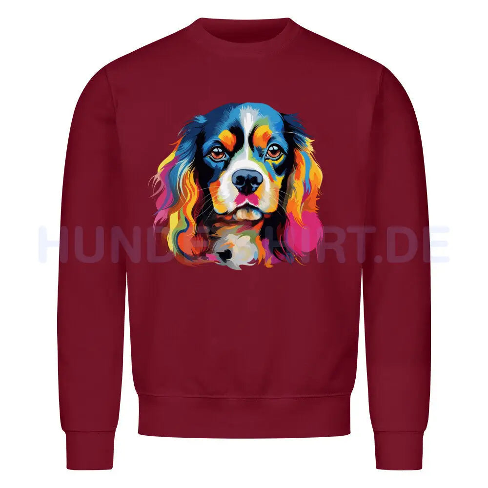 Premium Sweatshirt "Cavalier King Charles - Paint" Burgunder – hunde-shirt.de