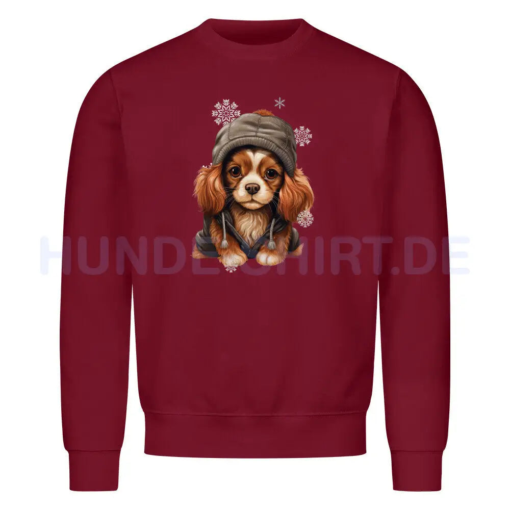 Premium Sweatshirt "Cavalier King Charles Winter" Burgunder – hunde-shirt.de