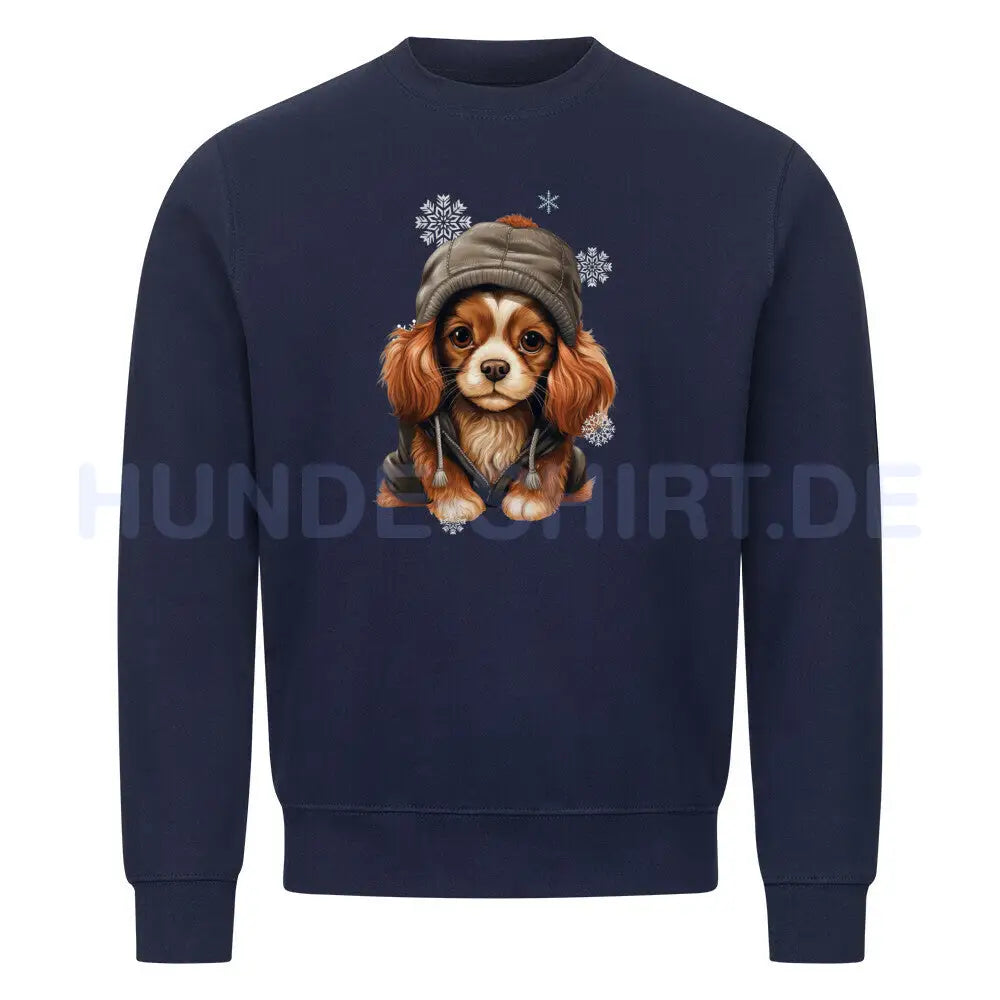 Premium Sweatshirt "Cavalier King Charles Winter" Navy Blue – hunde-shirt.de