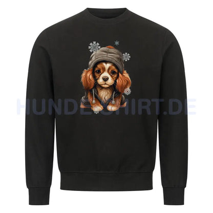 Premium Sweatshirt "Cavalier King Charles Winter" Schwarz – hunde-shirt.de