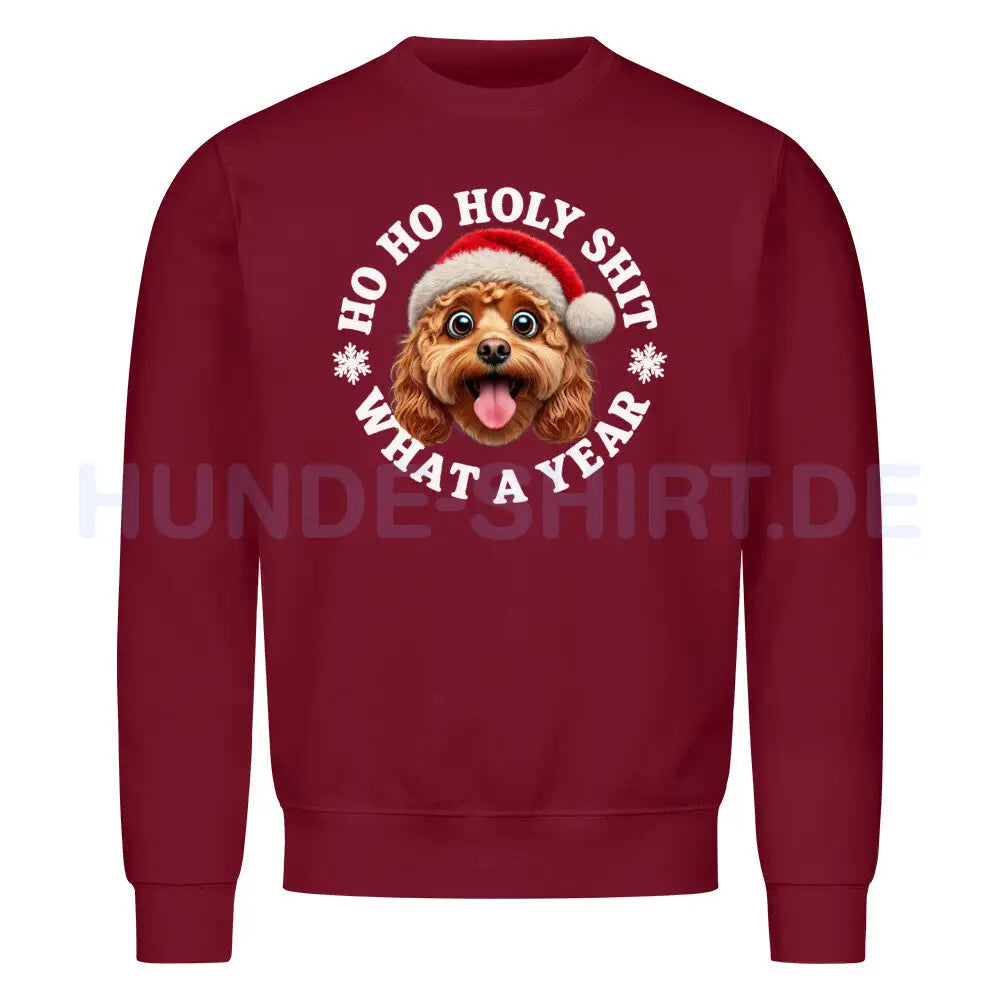 Premium Sweatshirt "Cavapoo - HO HO..." Burgunder – hunde-shirt.de