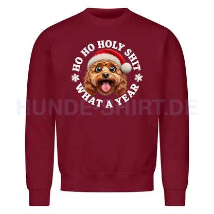 Premium Sweatshirt "Cavapoo - HO HO..." Burgunder – hunde-shirt.de