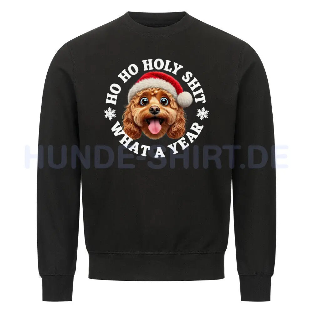 Premium Sweatshirt "Cavapoo - HO HO..." Schwarz – hunde-shirt.de