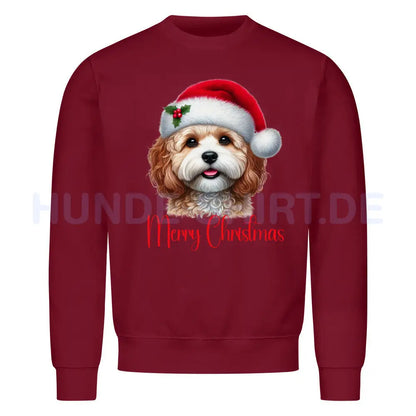 Premium Sweatshirt "Cavapoo - Merry Christmas" Burgunder – hunde-shirt.de