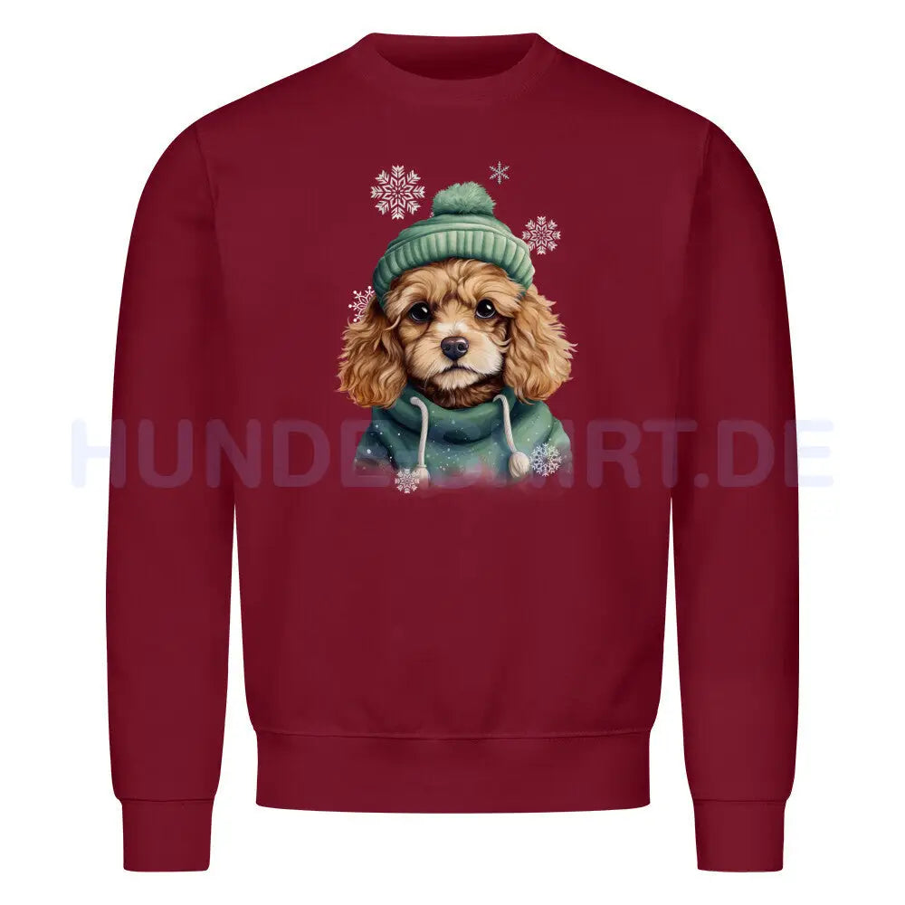 Premium Sweatshirt "Cavapoo Winter" Burgunder – hunde-shirt.de