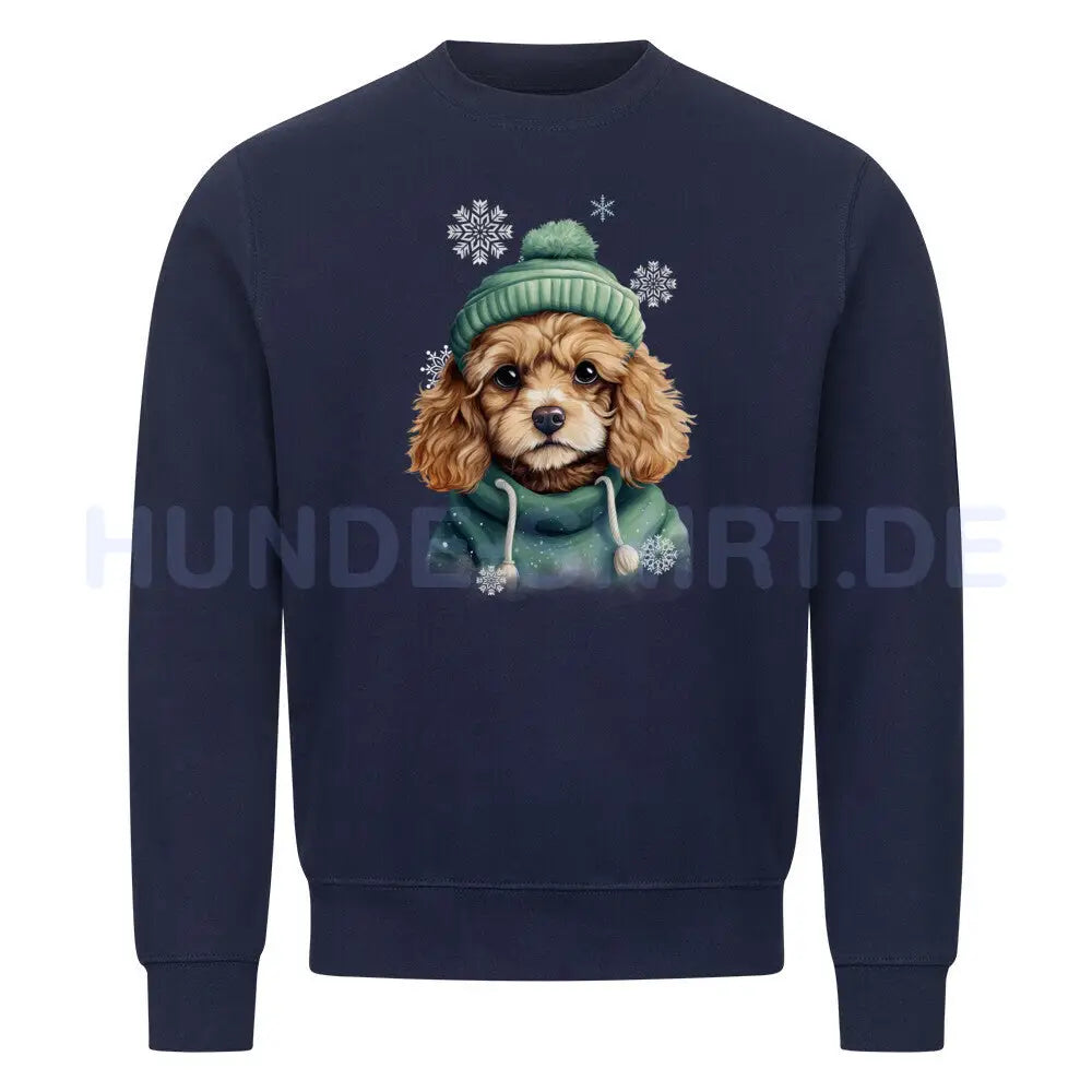 Premium Sweatshirt "Cavapoo Winter" Navy Blue – hunde-shirt.de