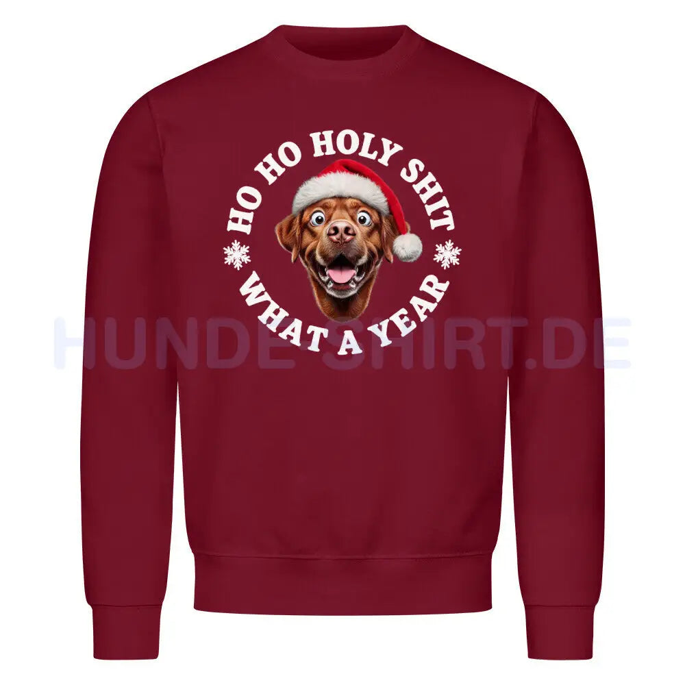 Premium Sweatshirt "Chesapeake Bay Retriever - HO HO..." Burgunder – hunde-shirt.de