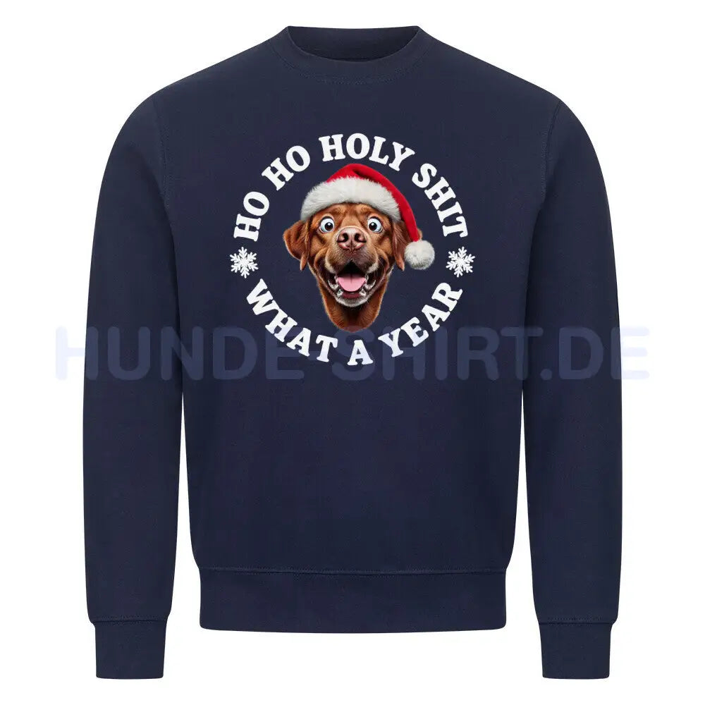 Premium Sweatshirt "Chesapeake Bay Retriever - HO HO..." Navy Blue – hunde-shirt.de