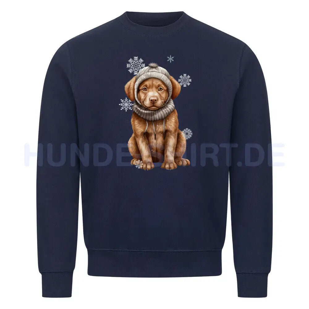 Premium Sweatshirt "Chesapeake Bay Retriever Winter" Navy Blue – hunde-shirt.de