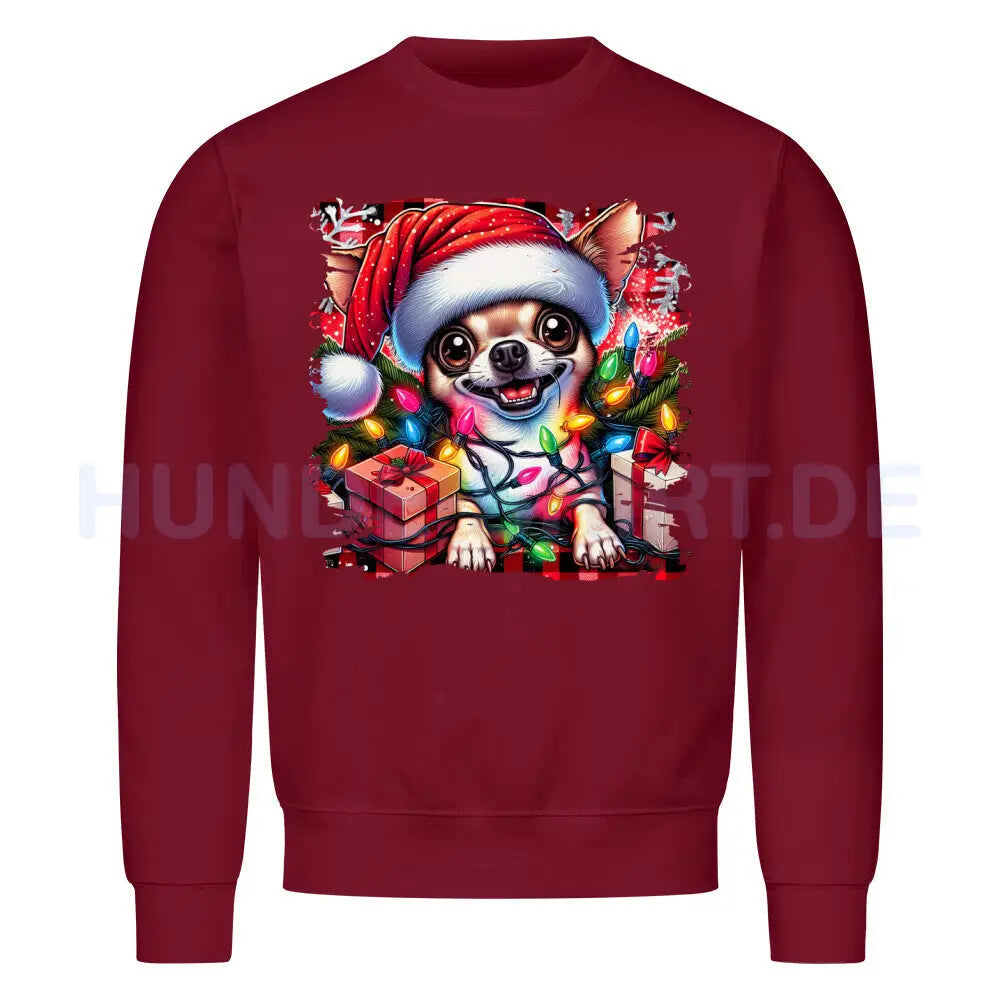 Premium Sweatshirt "Chihuahua - Funny Christmas" Burgunder – hunde-shirt.de