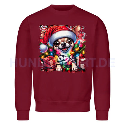 Premium Sweatshirt "Chihuahua - Funny Christmas" Burgunder – hunde-shirt.de