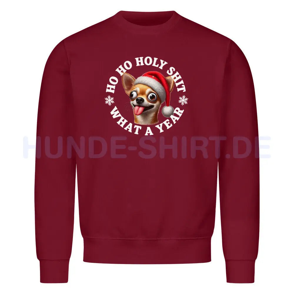 Premium Sweatshirt "Chihuahua - HO HO..." Burgunder – hunde-shirt.de