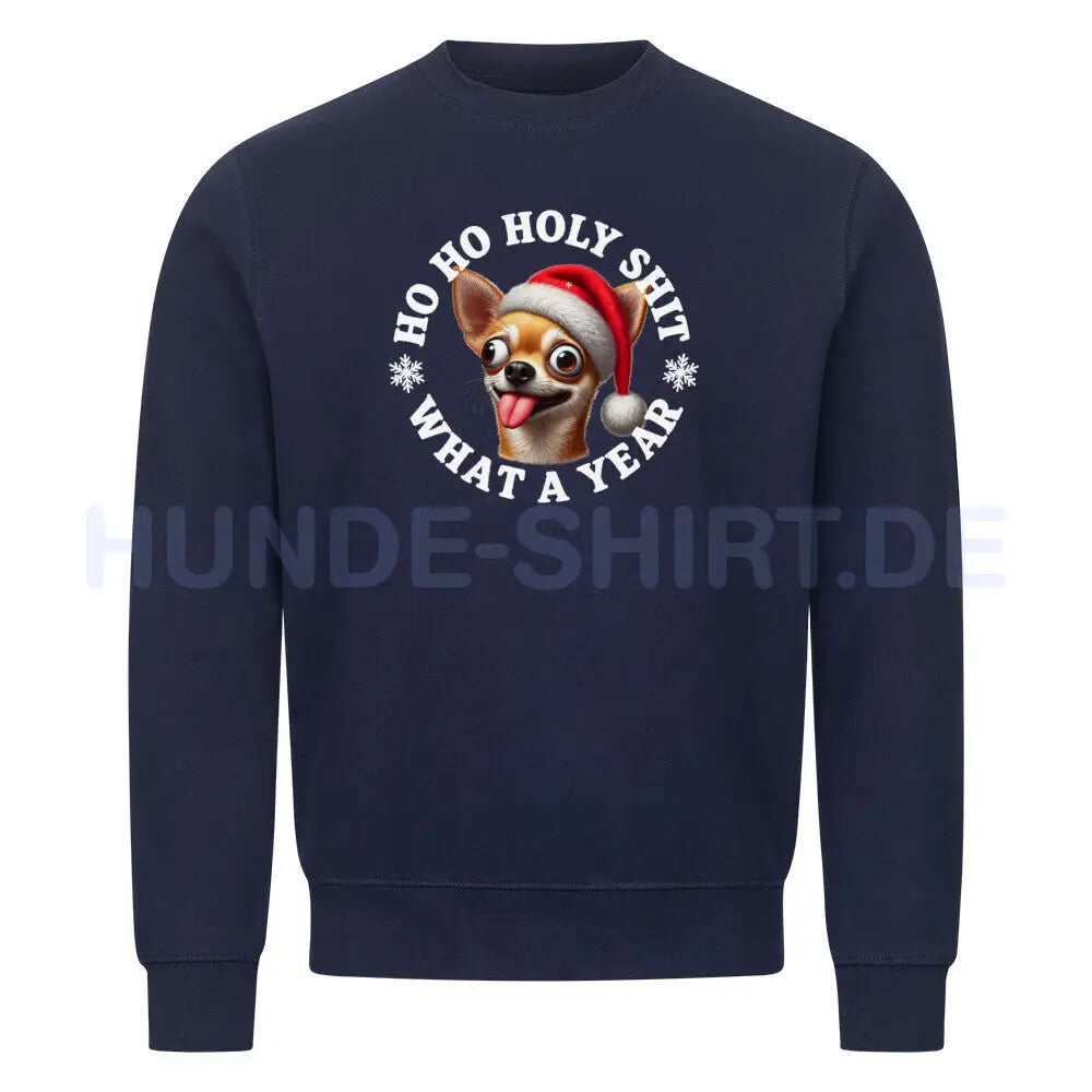 Premium Sweatshirt "Chihuahua - HO HO..." Navy Blue – hunde-shirt.de