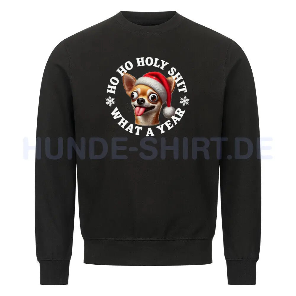 Premium Sweatshirt "Chihuahua - HO HO..." Schwarz – hunde-shirt.de