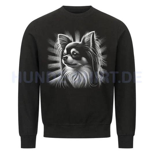 Premium Sweatshirt "Chihuahua ( Langhaar ) - Shine" Schwarz – hunde-shirt.de