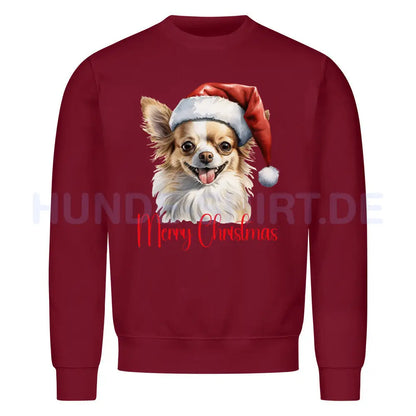 Premium Sweatshirt "Chihuahua - Merry Christmas" Burgunder – hunde-shirt.de