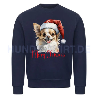 Premium Sweatshirt "Chihuahua - Merry Christmas" Navy Blue – hunde-shirt.de