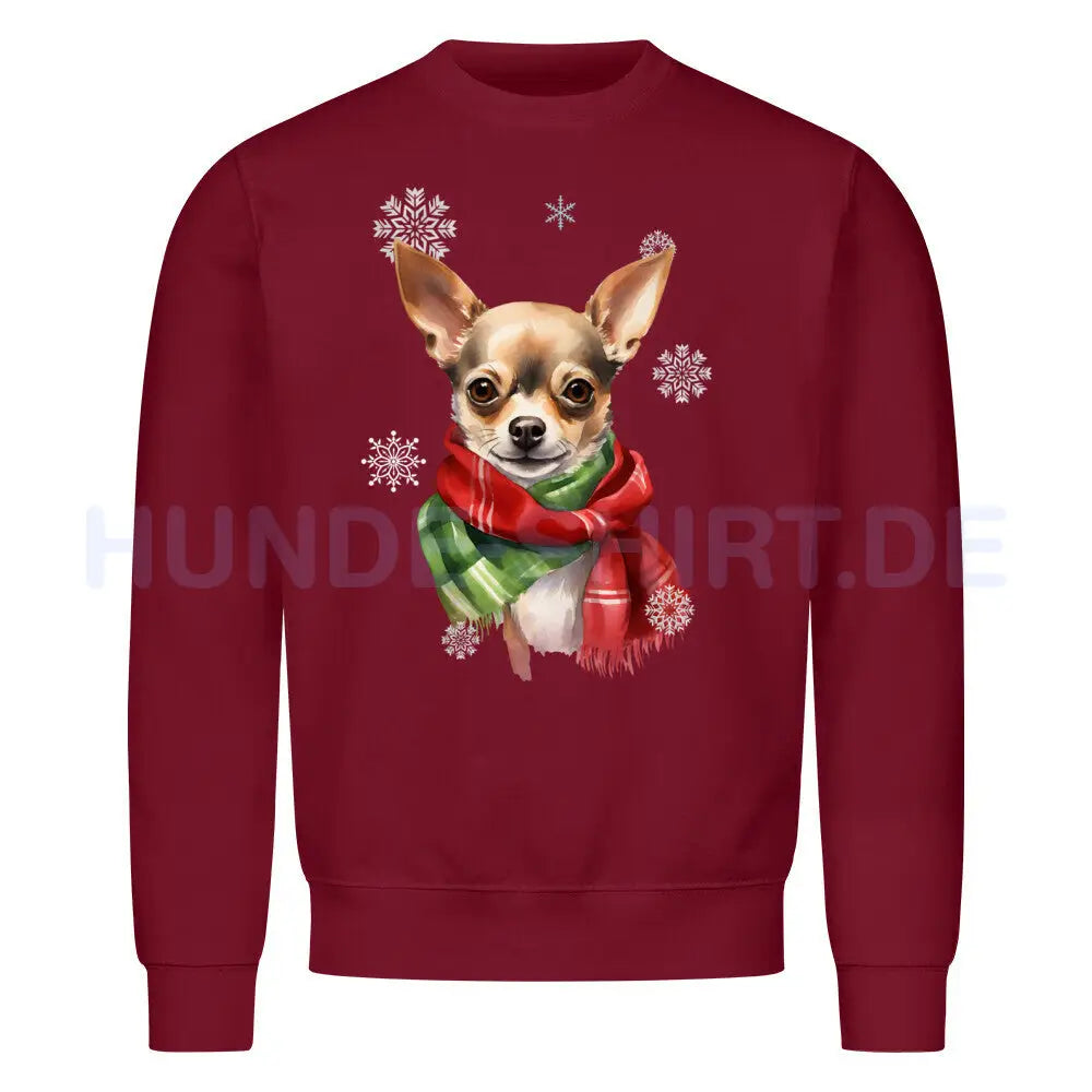 Premium Sweatshirt "Chihuahua Winter" Burgunder – hunde-shirt.de