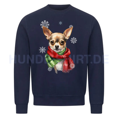 Premium Sweatshirt "Chihuahua Winter" Navy Blue – hunde-shirt.de