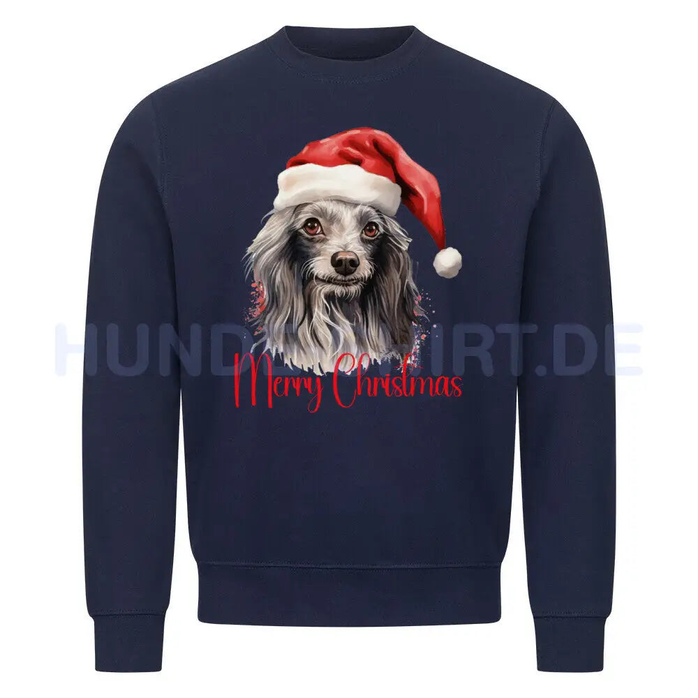 Premium Sweatshirt "Chinese Crested Dog - Merry Christmas" Navy Blue – hunde-shirt.de