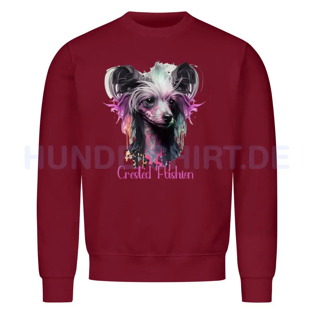 Premium Sweatshirt "Chinese Crested - Fashion" Burgunder – hunde-shirt.de