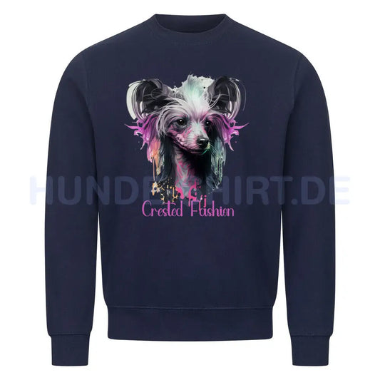 Premium Sweatshirt "Chinese Crested - Fashion" Navy Blue – hunde-shirt.de