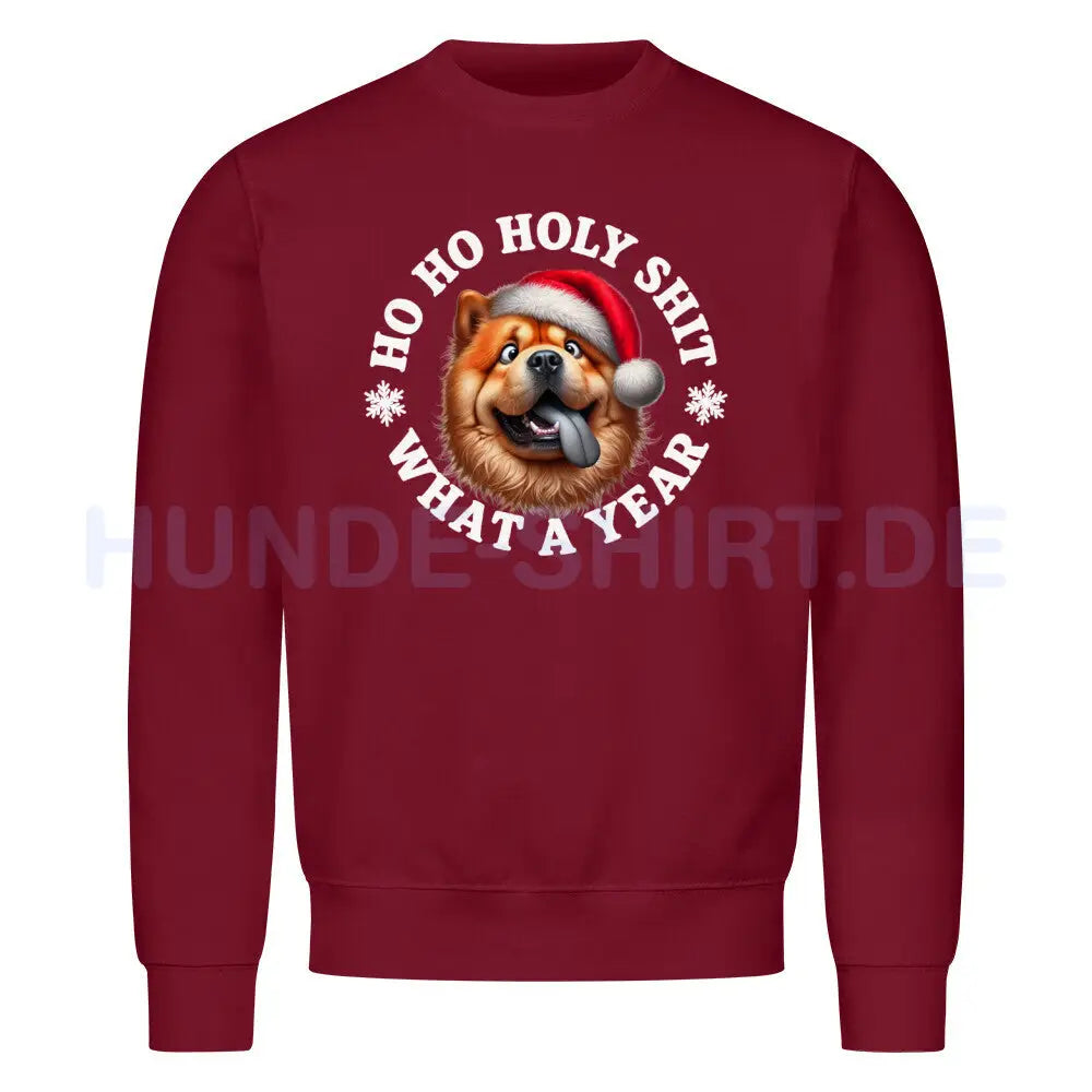 Premium Sweatshirt "Chow-Chow - HO HO..." Burgunder – hunde-shirt.de