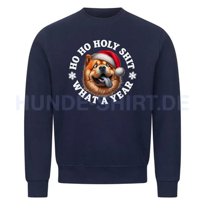 Premium Sweatshirt "Chow-Chow - HO HO..." Navy Blue – hunde-shirt.de