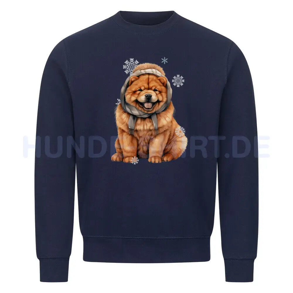 Premium Sweatshirt "Chow-Chow Winter" Navy Blue – hunde-shirt.de