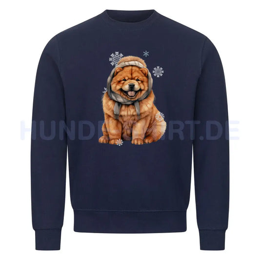 Premium Sweatshirt "Chow-Chow Winter" Navy Blue – hunde-shirt.de