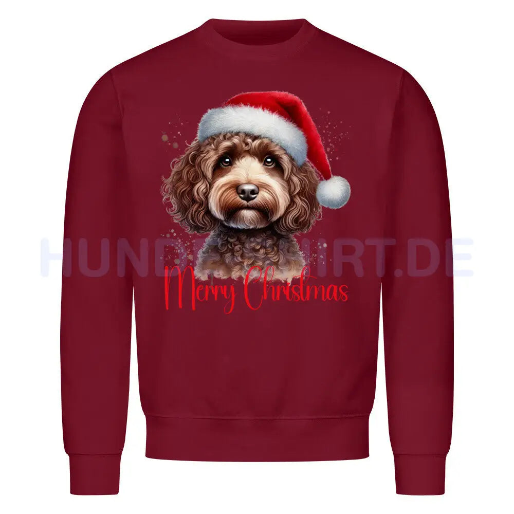 Premium Sweatshirt "Cockapoo ( braun ) - Merry Christmas" Burgunder – hunde-shirt.de