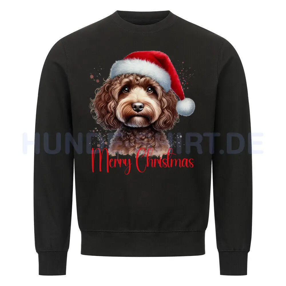 Premium Sweatshirt "Cockapoo ( braun ) - Merry Christmas" Schwarz – hunde-shirt.de