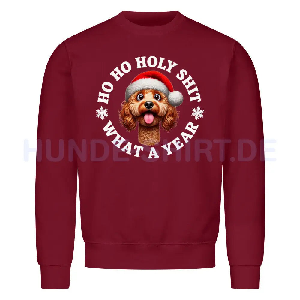 Premium Sweatshirt "Cockapoo - HO HO..." Burgunder – hunde-shirt.de