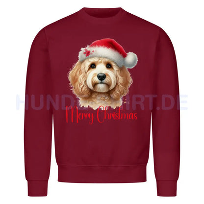 Premium Sweatshirt "Cockapoo - Merry Christmas" Burgunder – hunde-shirt.de