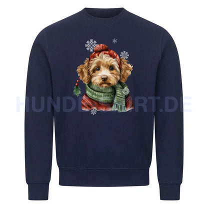 Premium Sweatshirt "Cockapoo Winter" Navy Blue – hunde-shirt.de