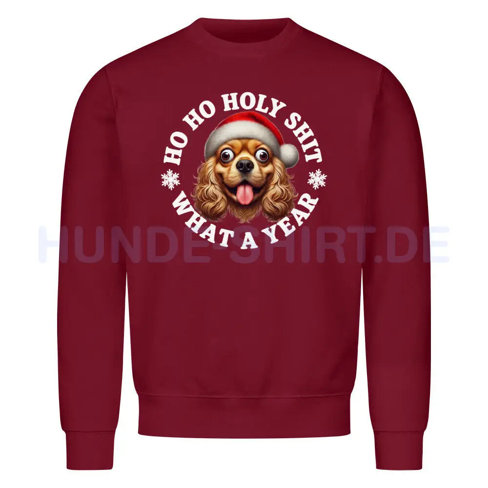 Premium Sweatshirt "Cocker Spaniel - HO HO..." Burgunder – hunde-shirt.de