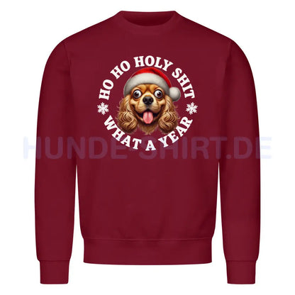 Premium Sweatshirt "Cocker Spaniel - HO HO..." Burgunder – hunde-shirt.de